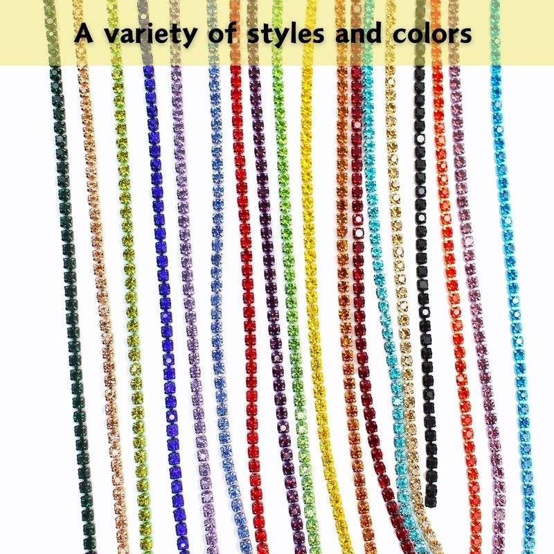 PEARLY JUN 10 Yards Yellow Rhinestone Chain Citrine Rhinestone Trim Crystal Artificial Stone Trim Cup Chain SS6 2mm Color Plated Cup Stitch Costume Decoration - Image 4